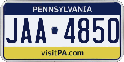 PA license plate JAA4850