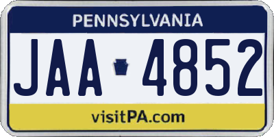PA license plate JAA4852