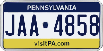PA license plate JAA4858