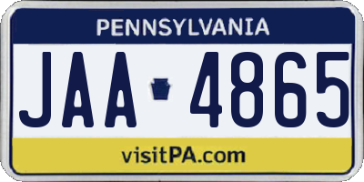 PA license plate JAA4865
