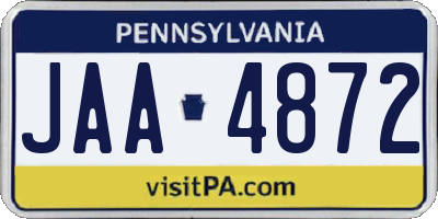 PA license plate JAA4872