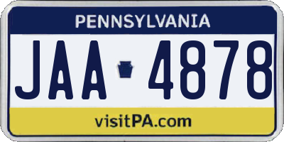 PA license plate JAA4878