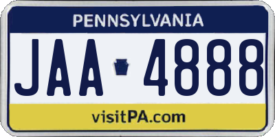PA license plate JAA4888