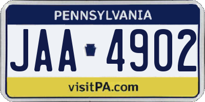 PA license plate JAA4902