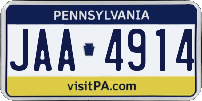 PA license plate JAA4914