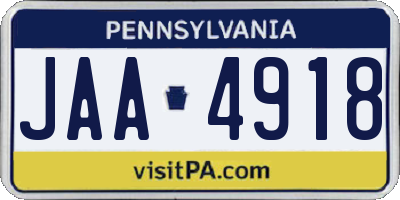 PA license plate JAA4918