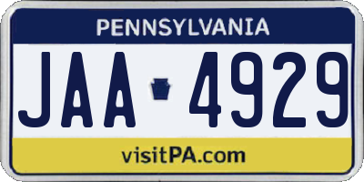 PA license plate JAA4929