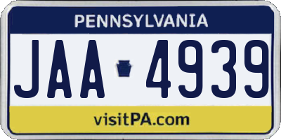 PA license plate JAA4939