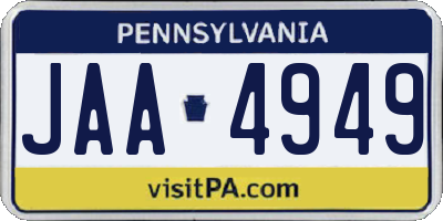 PA license plate JAA4949