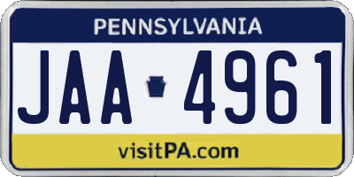 PA license plate JAA4961