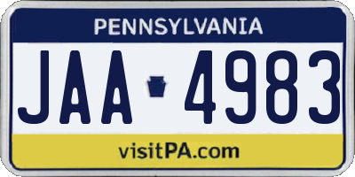 PA license plate JAA4983
