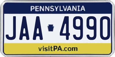 PA license plate JAA4990