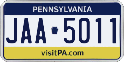 PA license plate JAA5011