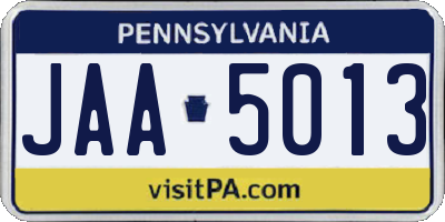 PA license plate JAA5013