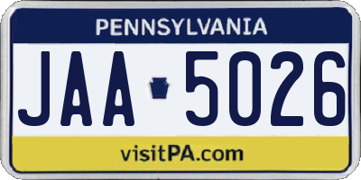 PA license plate JAA5026