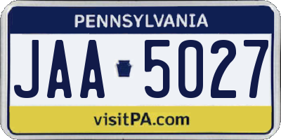 PA license plate JAA5027