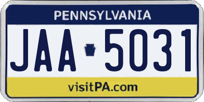 PA license plate JAA5031