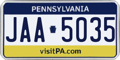 PA license plate JAA5035