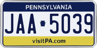 PA license plate JAA5039