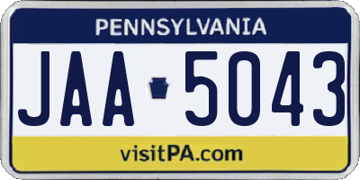 PA license plate JAA5043