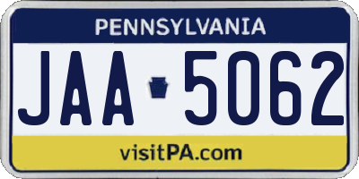 PA license plate JAA5062