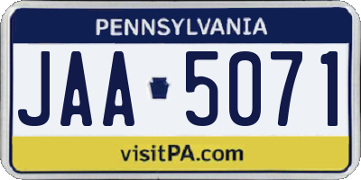 PA license plate JAA5071
