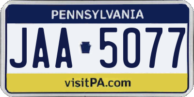 PA license plate JAA5077