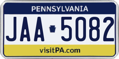 PA license plate JAA5082
