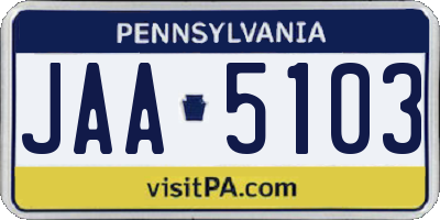PA license plate JAA5103