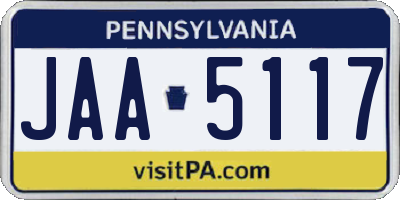 PA license plate JAA5117
