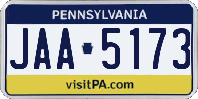 PA license plate JAA5173