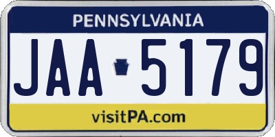 PA license plate JAA5179