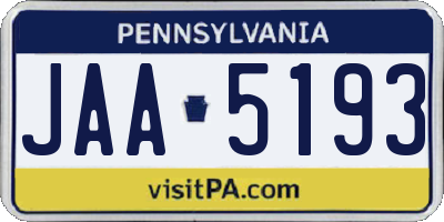 PA license plate JAA5193