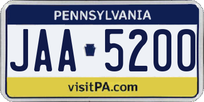 PA license plate JAA5200