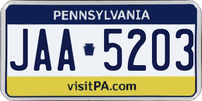 PA license plate JAA5203