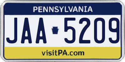 PA license plate JAA5209