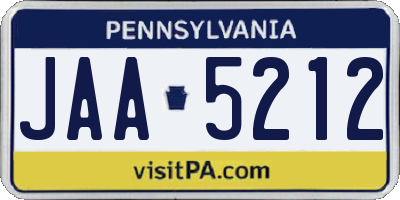 PA license plate JAA5212