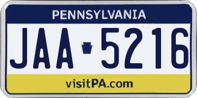 PA license plate JAA5216
