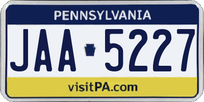 PA license plate JAA5227