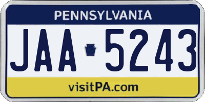 PA license plate JAA5243
