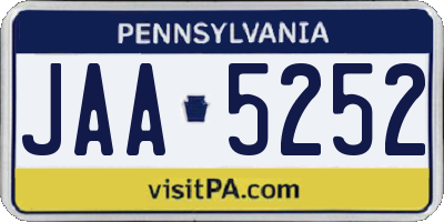 PA license plate JAA5252