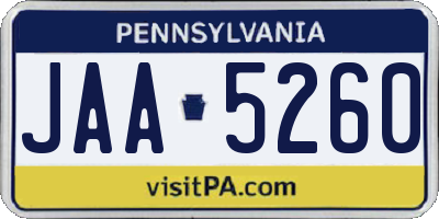 PA license plate JAA5260
