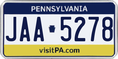 PA license plate JAA5278