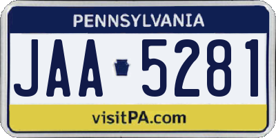 PA license plate JAA5281