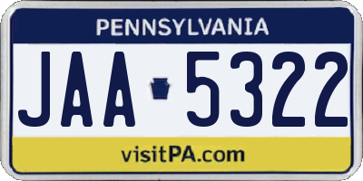 PA license plate JAA5322