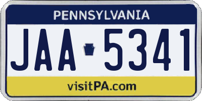PA license plate JAA5341