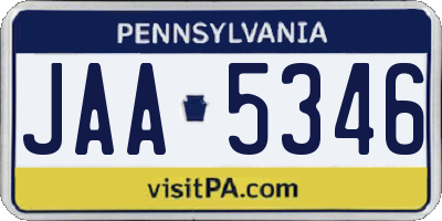 PA license plate JAA5346