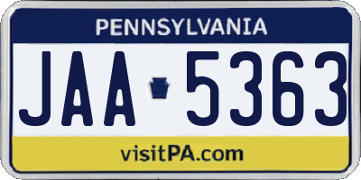 PA license plate JAA5363