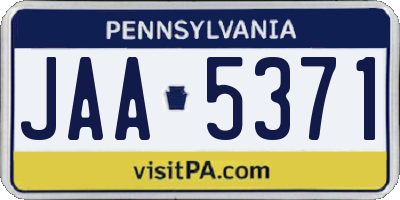 PA license plate JAA5371