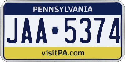 PA license plate JAA5374